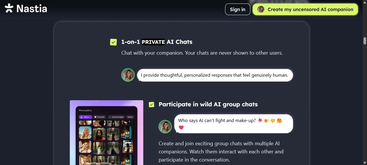 Private and group chat features